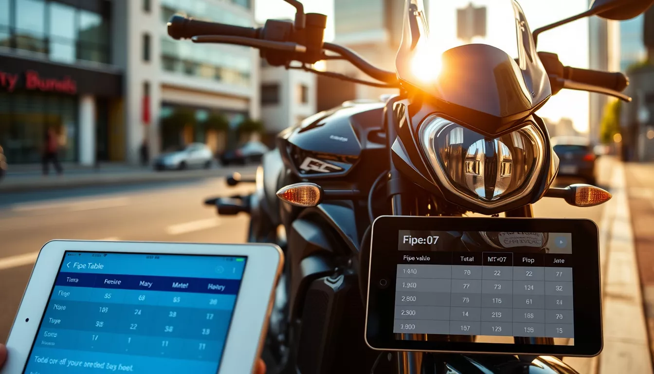 Qual o valor da MT-07 na tabela Fipe?